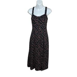Zara Black Floral Midi Dress size S